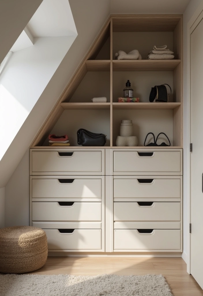 30 Slanted Ceiling Closet Ideas That Maximize Storage - 19. Utilize Space with Drawers