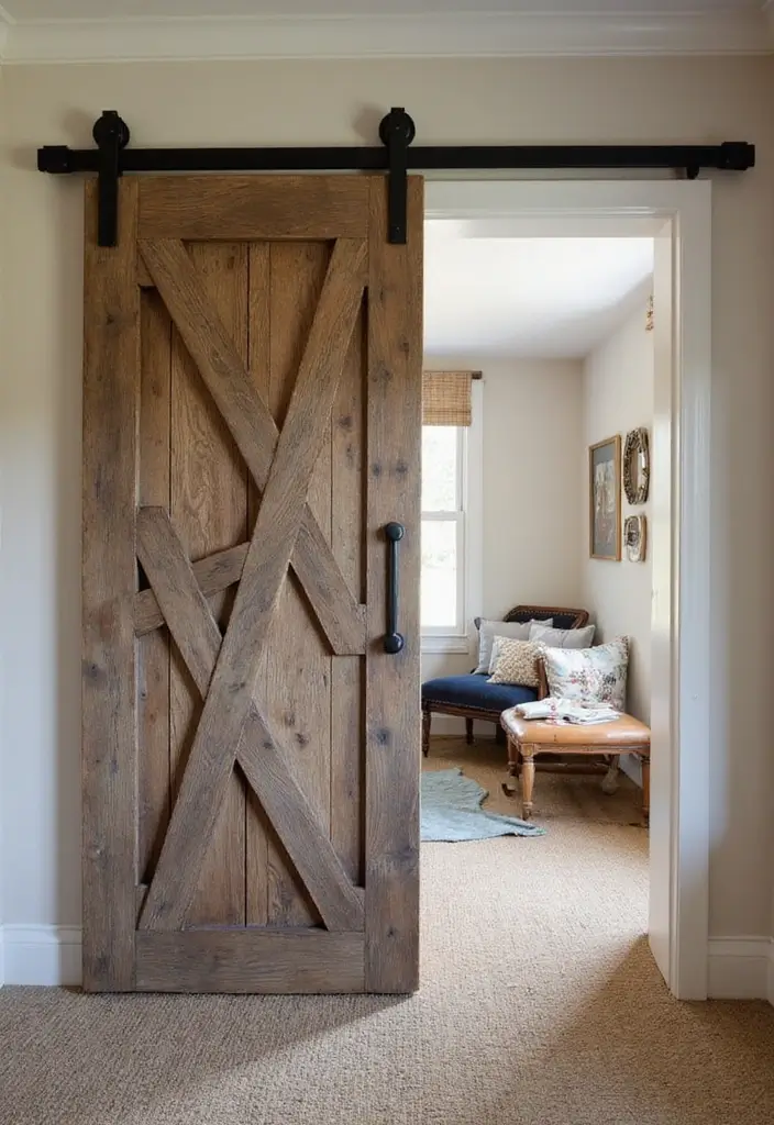 30 Slanted Ceiling Closet Ideas That Maximize Storage - 2. Sliding Barn Doors