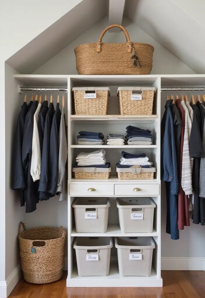 30 Slanted Ceiling Closet Ideas That Maximize Storage - 20. Seasonal Rotation Storage