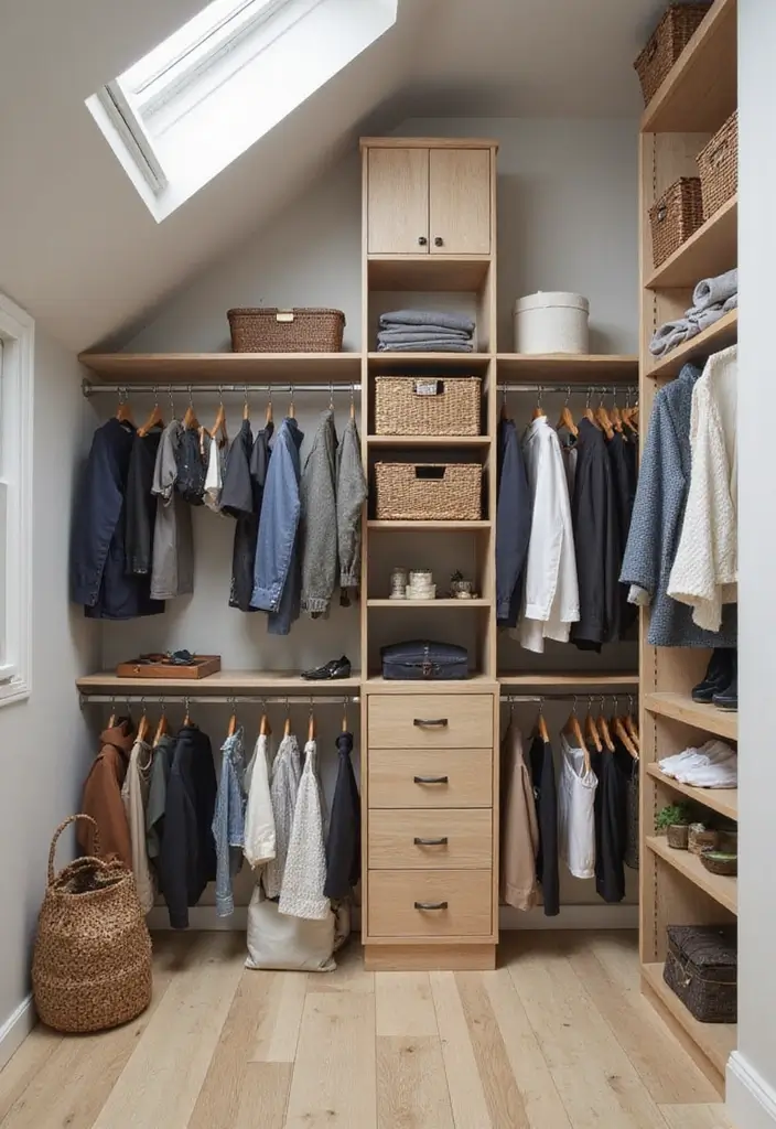 30 Slanted Ceiling Closet Ideas That Maximize Storage - 23. Use Vertical Space Wisely