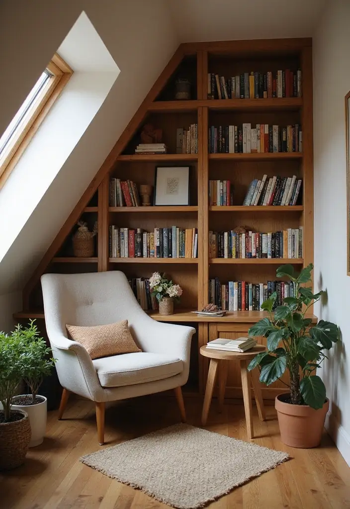 30 Slanted Ceiling Closet Ideas That Maximize Storage - 28. Cozy Reading Corner