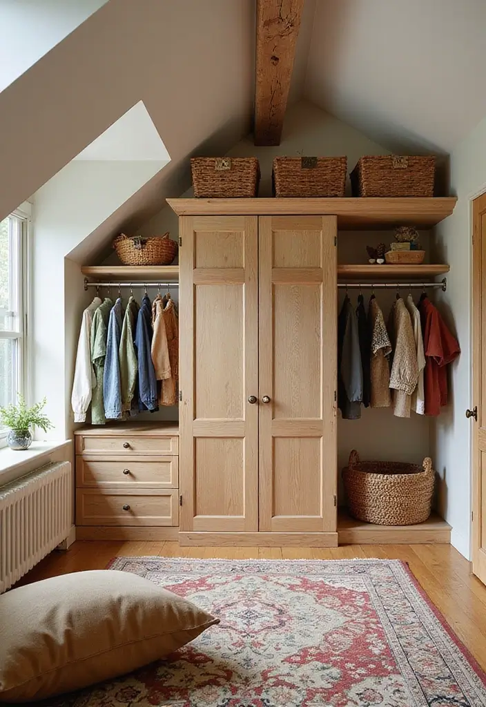 30 Slanted Ceiling Closet Ideas That Maximize Storage - 30. Seasonal Decor Changes