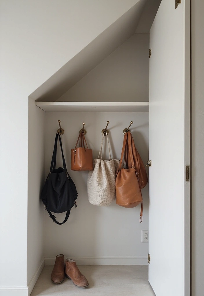 30 Slanted Ceiling Closet Ideas That Maximize Storage - 7. Functionality with Hooks