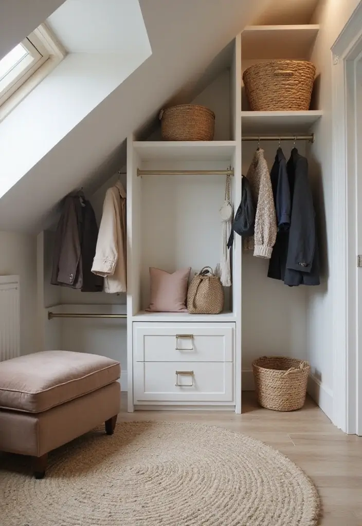 30 Slanted Ceiling Closet Ideas That Maximize Storage - 9. Multi-Purpose Furniture