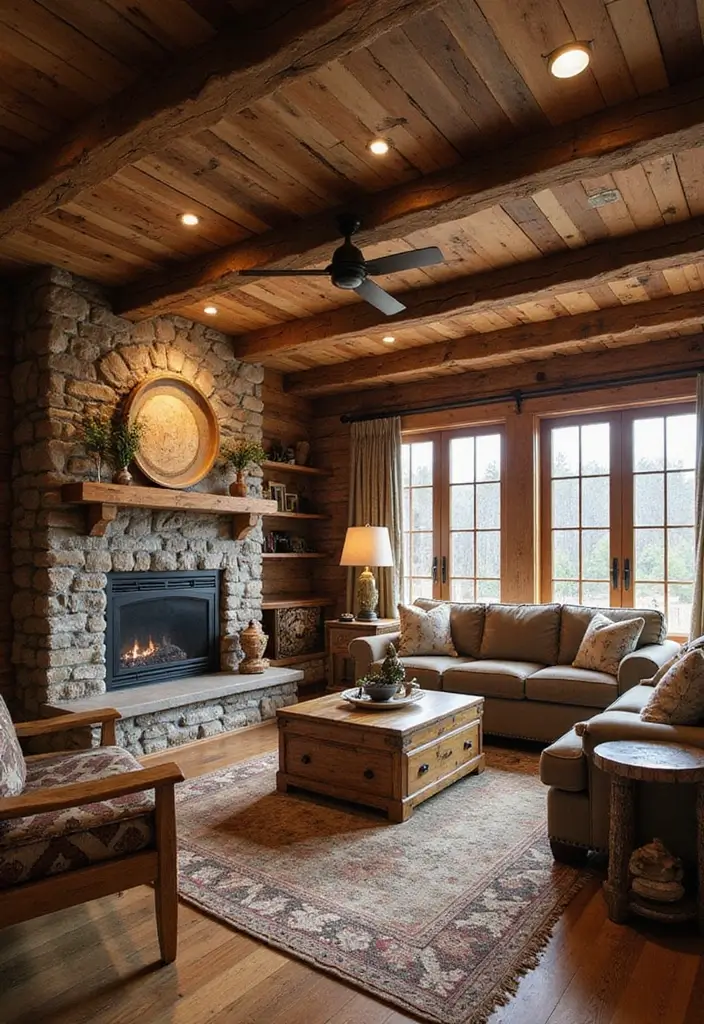 30 Wood on Ceiling Ideas That Add Natural Warmth - 1. Reclaimed Barn Wood Beams