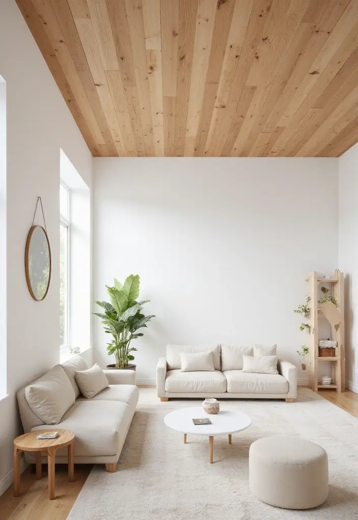 30 Wood on Ceiling Ideas That Add Natural Warmth - 10. Natural Wood and White Combo