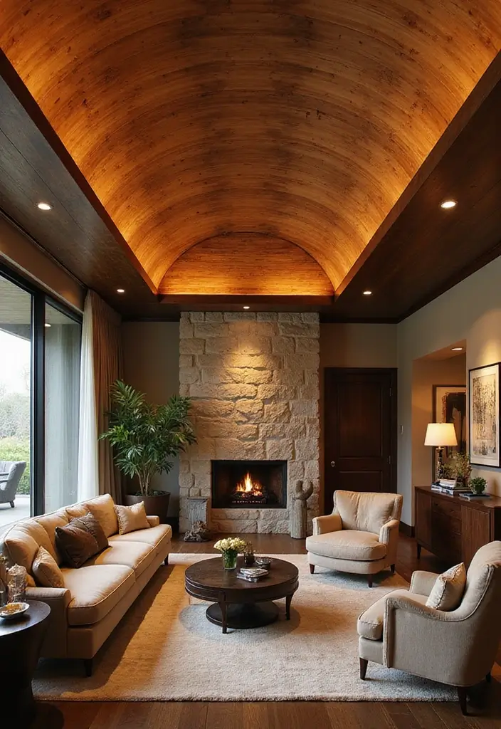 30 Wood on Ceiling Ideas That Add Natural Warmth - 18. Barrel Ceiling with Wood