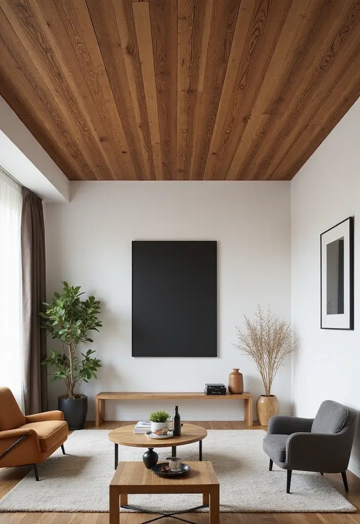 30 Wood on Ceiling Ideas That Add Natural Warmth - 25. Rustic Wood Ceiling with Faux Finishes