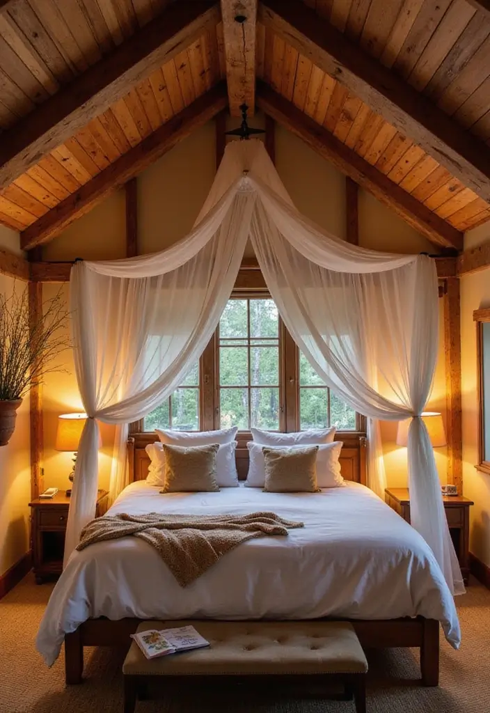 30 Wood on Ceiling Ideas That Add Natural Warmth - 26. Rustic Wood Ceiling with Canopy