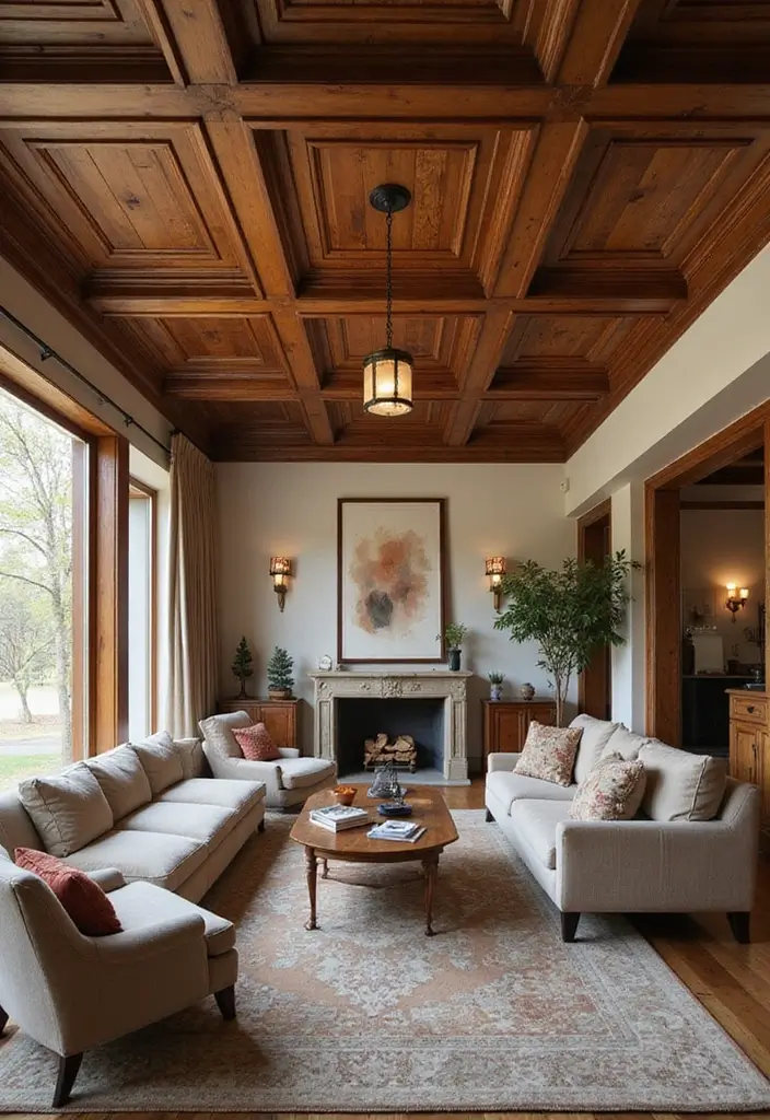 30 Wood on Ceiling Ideas That Add Natural Warmth - 29. Rustic Wood Ceiling with Panelling