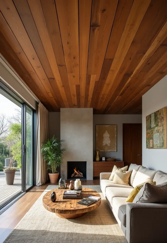 30 Wood on Ceiling Ideas That Add Natural Warmth - 30. Multi-textured Wood Ceiling