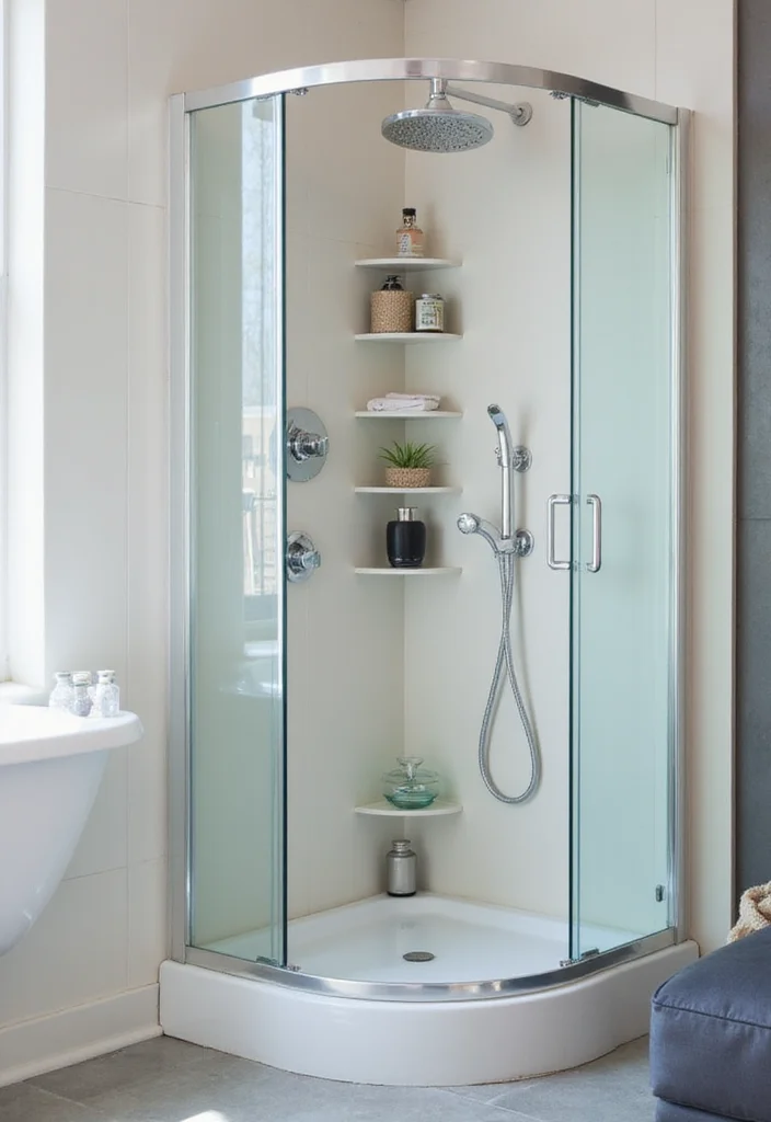 10 Very Tiny Bathroom Ideas That Maximize Every Inch 5. Smart Shower Storage