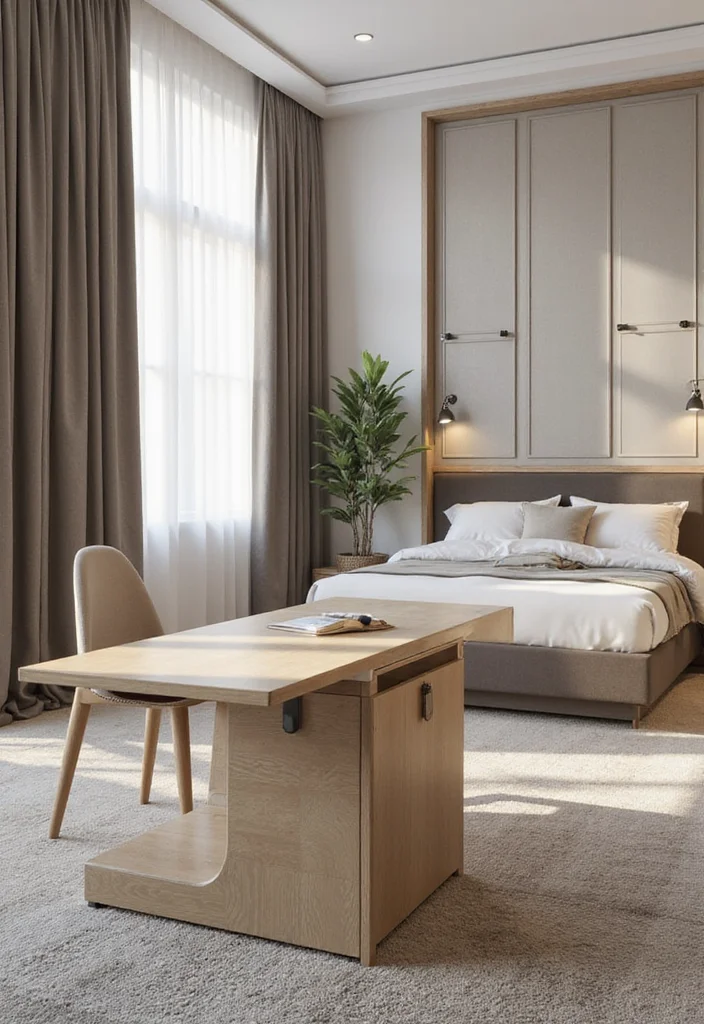 12 Bedroom Table Ideas for Practical Everyday Use 11. Transforming Desk Table