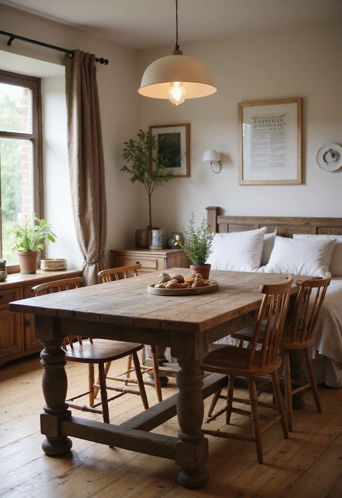 12 Bedroom Table Ideas for Practical Everyday Use 12. Rustic Farmhouse Table