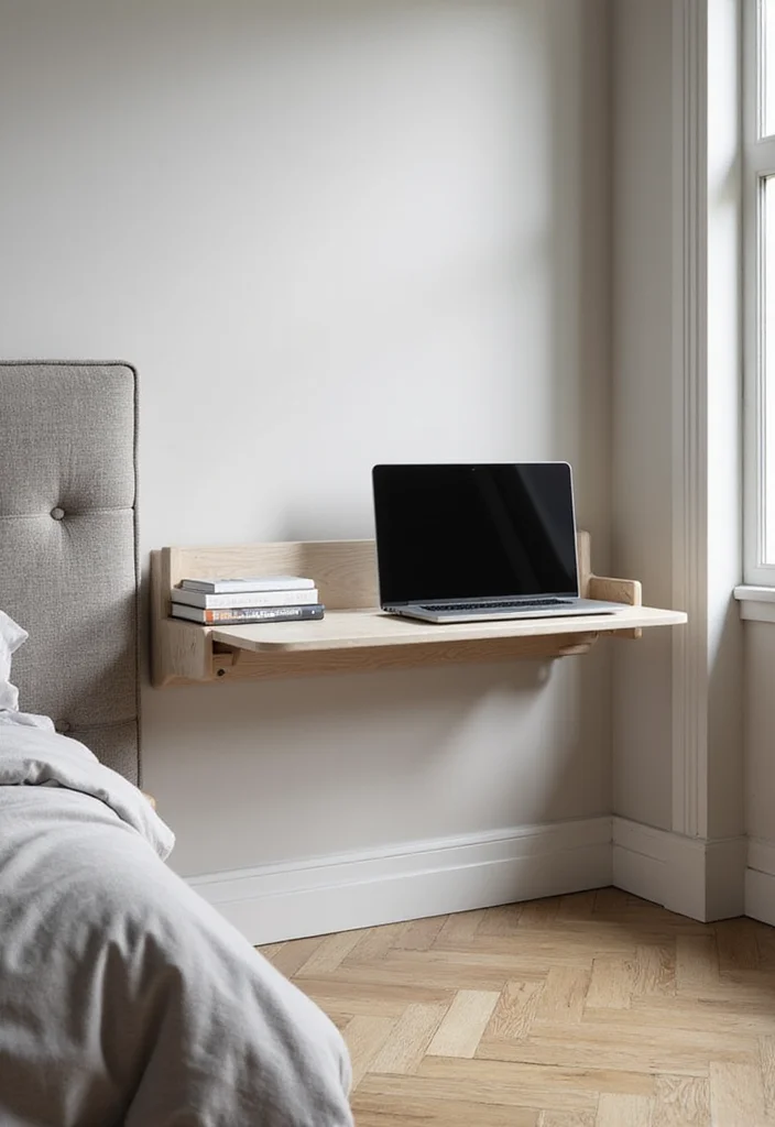 12 Bedroom Table Ideas for Practical Everyday Use 2. Foldable Wall Mounted Table