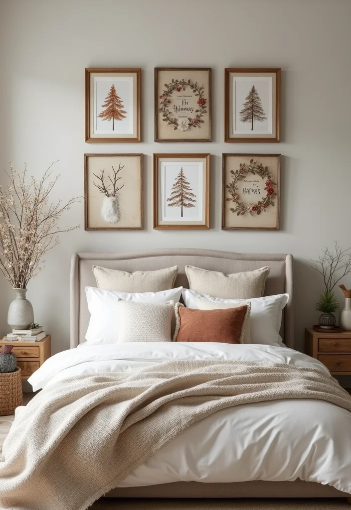 12 Christmas Bedroom Ideas for Cozy Festive Seasonal Style 56 12 Christmas Bedroom Ideas for Cozy Festive Seasonal Style 6. Seasonal Wall Art