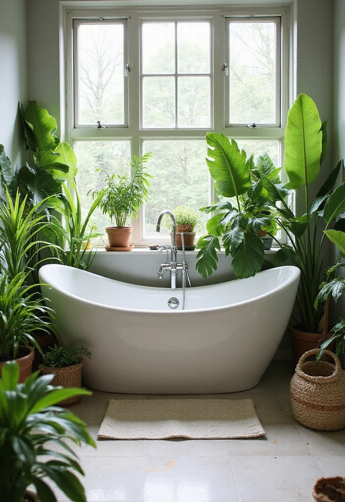12 Green Bathroom Ideas for Fresh Calm Nature Inspired Style 3. Indoor Plants for Fresh Air