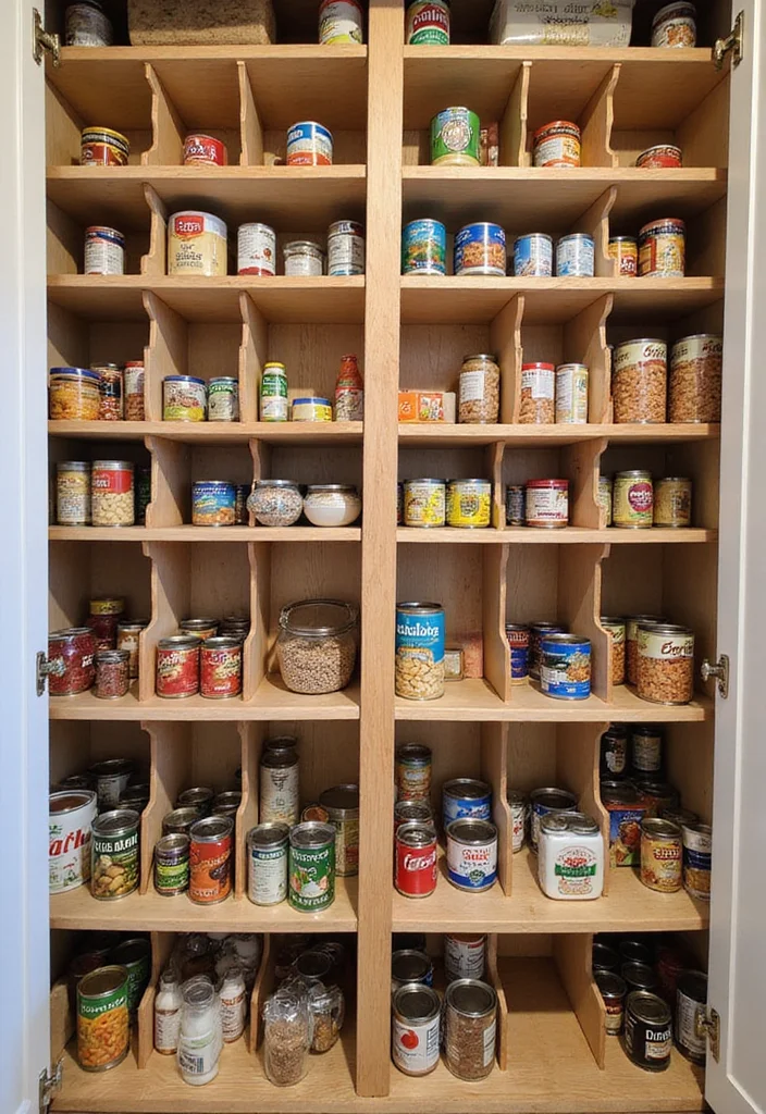 12 Pantry Kitchen Ideas for Better Storage and Easy Access 4. Vertical Dividers for Canned Goods