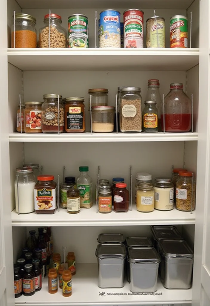 12 Small Kitchen Pantry Ideas for Compact Smart Storage 4. Use Tension Rods for Shelf Dividers
