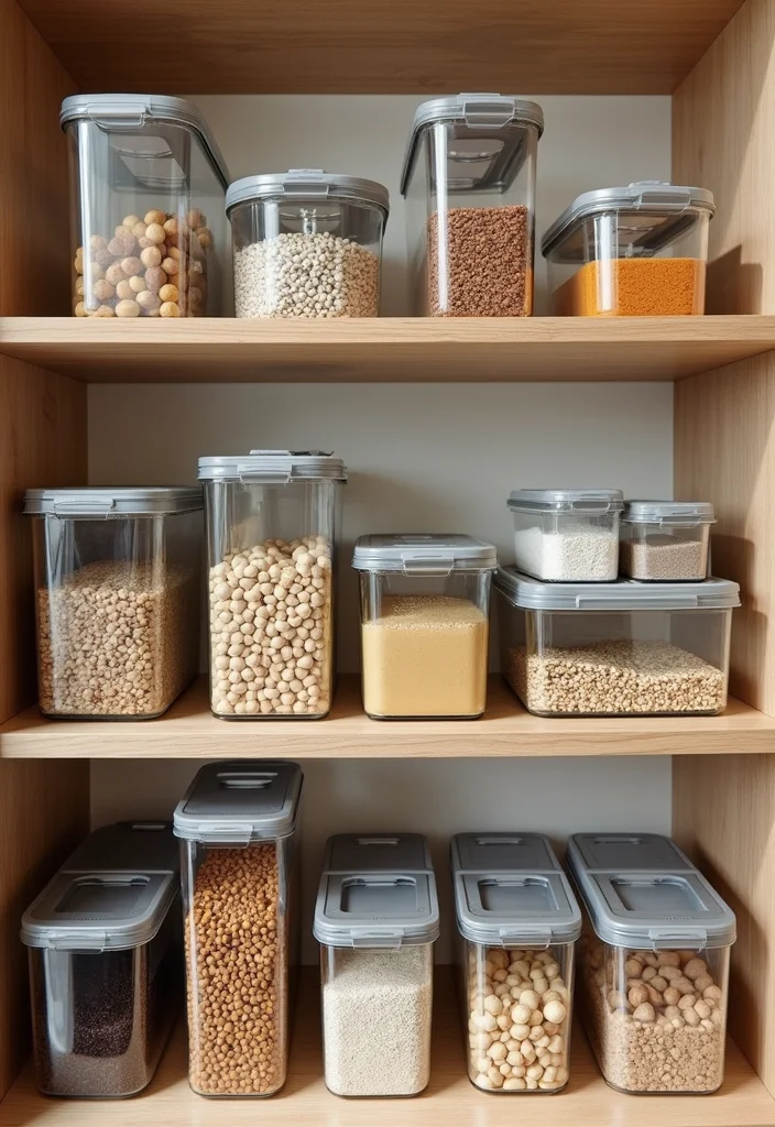12 Small Kitchen Pantry Ideas for Compact Smart Storage 7. Clear Storage Containers