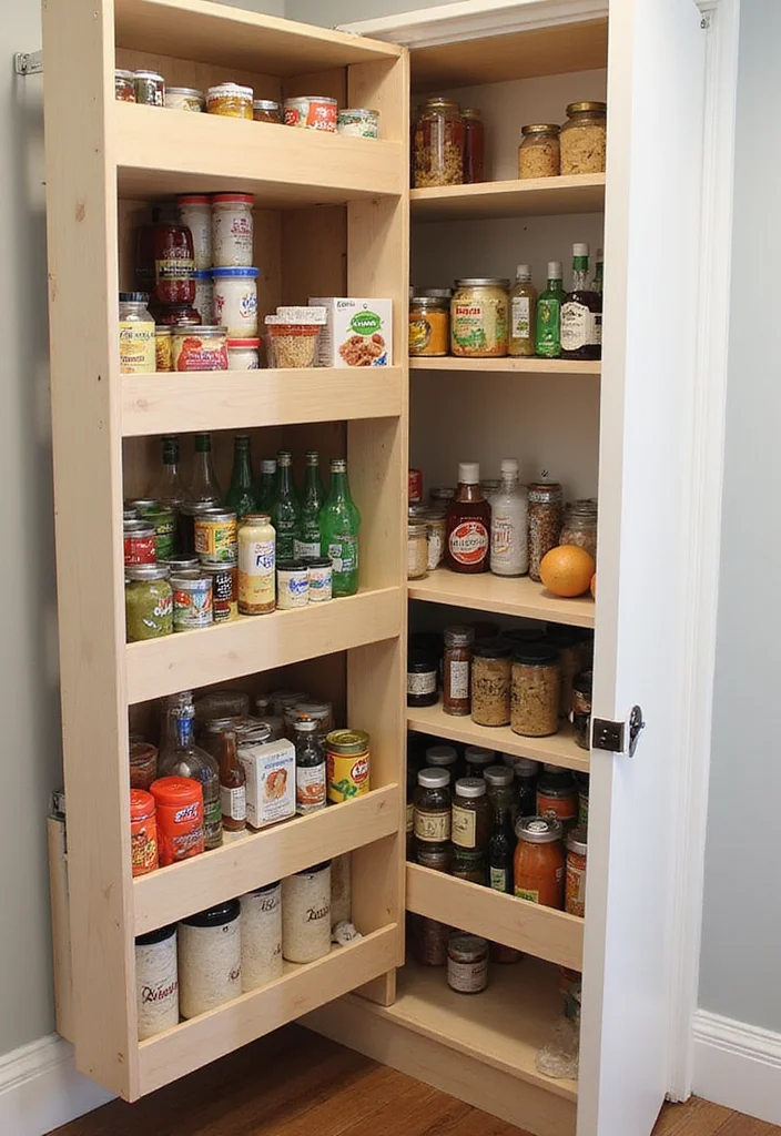 12 Small Kitchen Pantry Ideas for Compact Smart Storage 8. Slide Out Shelving Units
