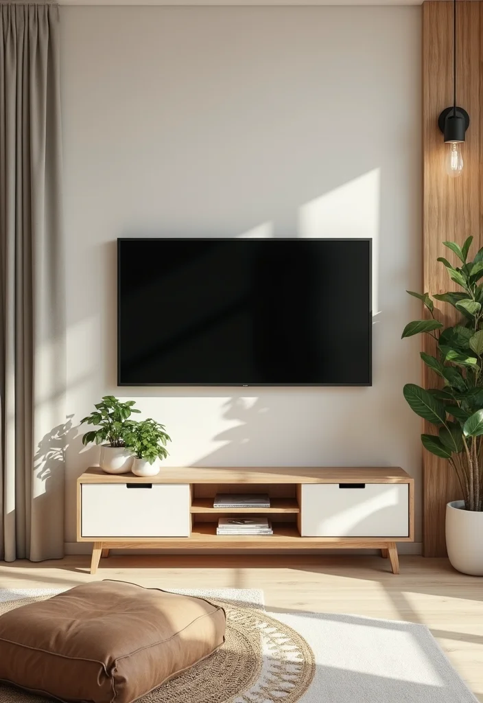 12 TV Wall Ideas Living Room for Clean Organized Layouts 12. Incorporating Natural Elements