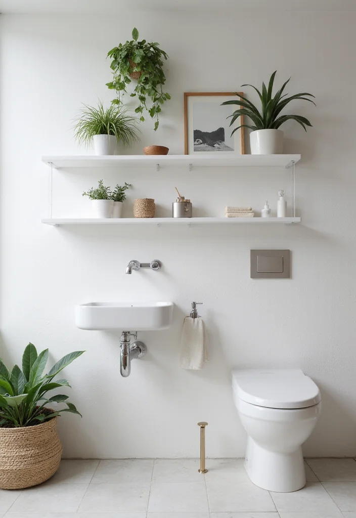14 Apartment Bathroom Decor Ideas for Small Stylish Upgrades 1. Minimalist Floating Shelves