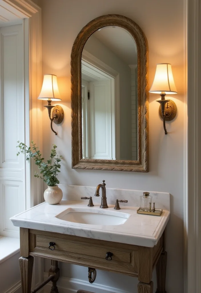14 Apartment Bathroom Decor Ideas for Small Stylish Upgrades 3. Elegant Mirror Frames