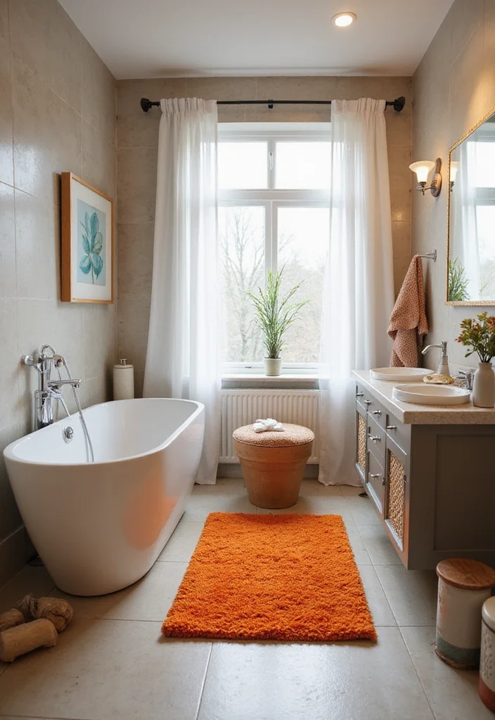 14 Apartment Bathroom Decor Ideas for Small Stylish Upgrades 5. Modern Bath Mats
