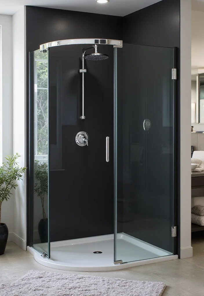 14 Bathroom Ideas Black for Bold Modern Depth and Style 11. Black Shower Enclosures