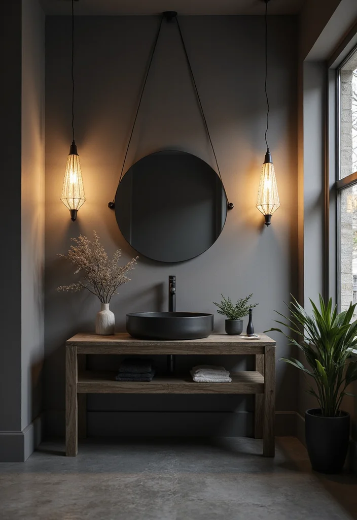 14 Black and White Bathroom Ideas for Clean Modern Contrast 10. Sleek Modern Lighting