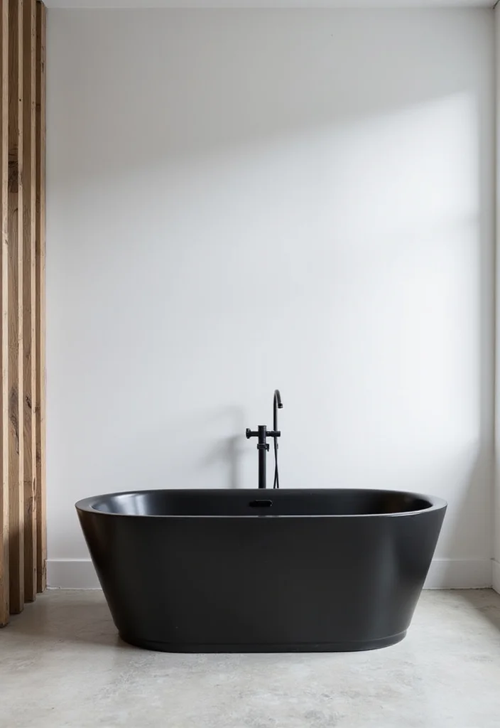 14 Black and White Bathroom Ideas for Clean Modern Contrast 8. Luxurious Black Bathtub