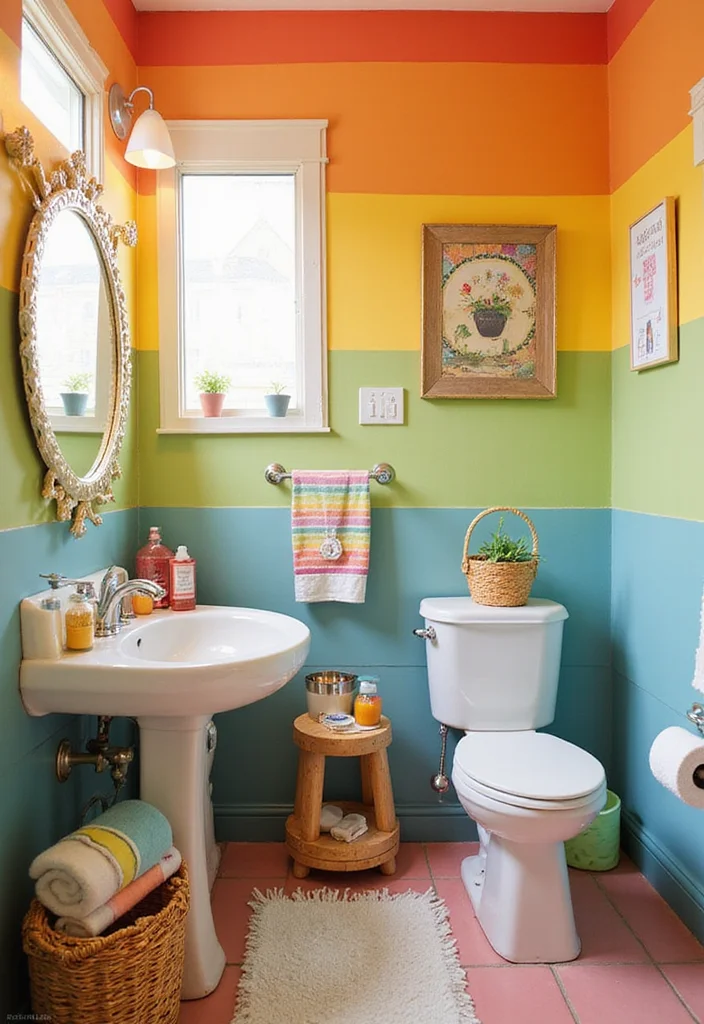 14 Childrens Bathroom Ideas for Fun Practical Everyday Routines 11. Colorful Rainbow Retreat