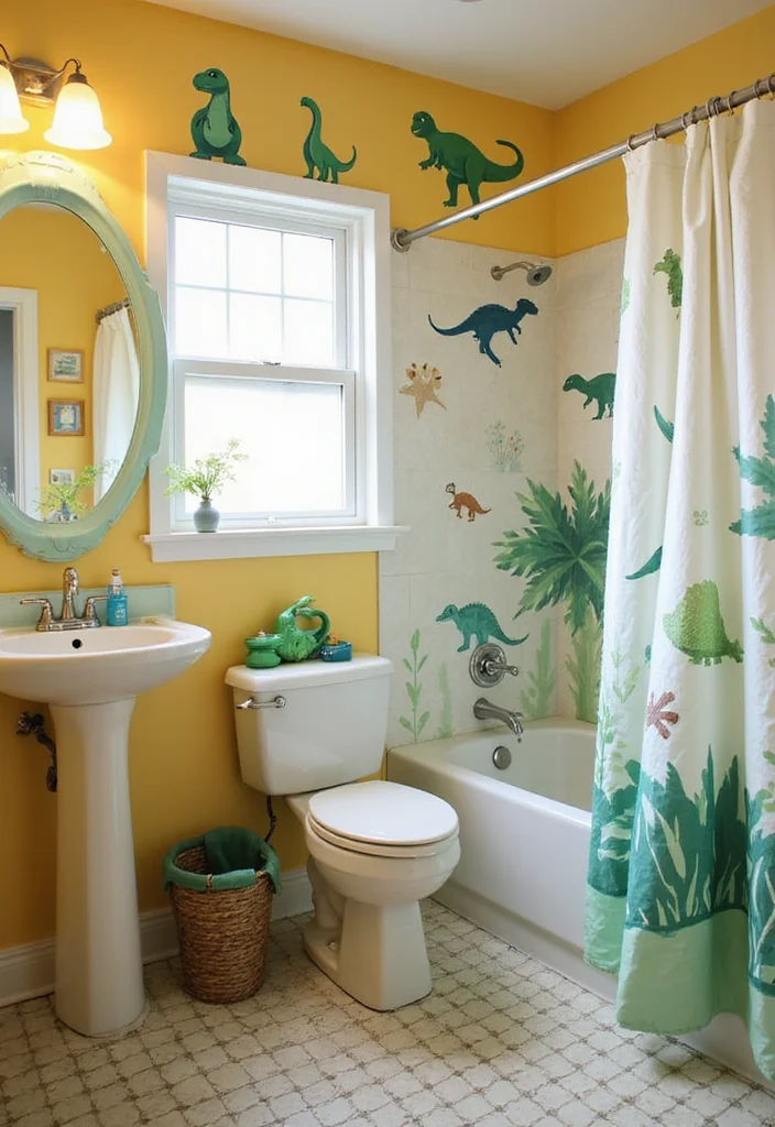 14 Childrens Bathroom Ideas for Fun Practical Everyday Routines 4. Dinosaur Discovery Zone