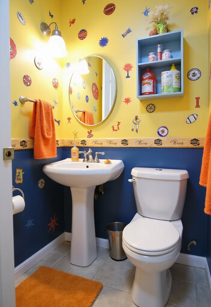 14 Childrens Bathroom Ideas for Fun Practical Everyday Routines 9. Sports Fan Bathroom