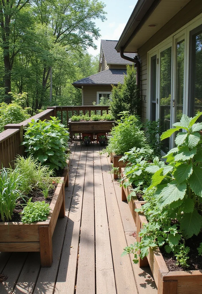 14 Deck Backyard Ideas for Relaxing Outdoor Living 13. Herb and Vegetable Planters