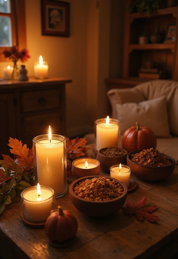 14 Fall Living Room Ideas for Warm Seasonal Comfort 12. Seasonal Scents