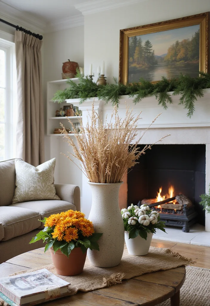 14 Fall Living Room Ideas for Warm Seasonal Comfort 5. Incorporate Nature