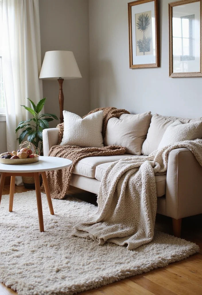 14 Fall Living Room Ideas for Warm Seasonal Comfort 9. Add Texture with Throws and Rugs