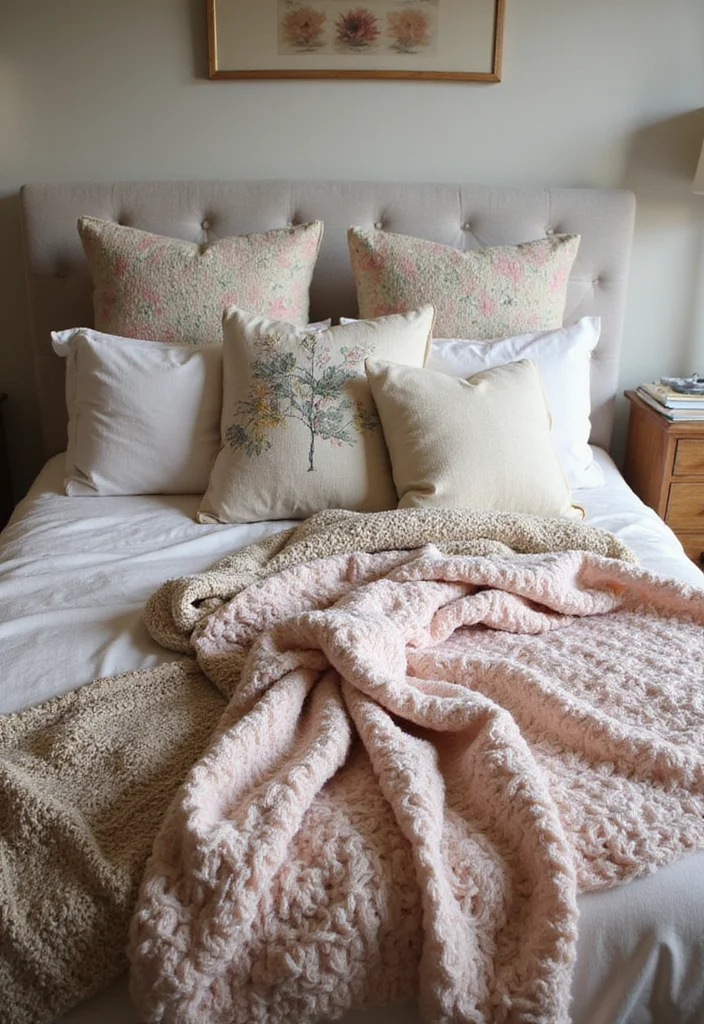 14 Farmhouse Bedroom Ideas for Warm Rustic Charm 3. Cozy Textiles Galore