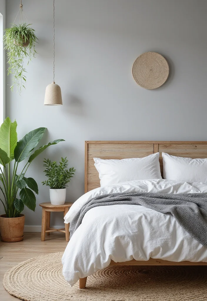 14 Gray Bedroom Ideas for Soft Neutral Comfort 5. Incorporating Natural Elements
