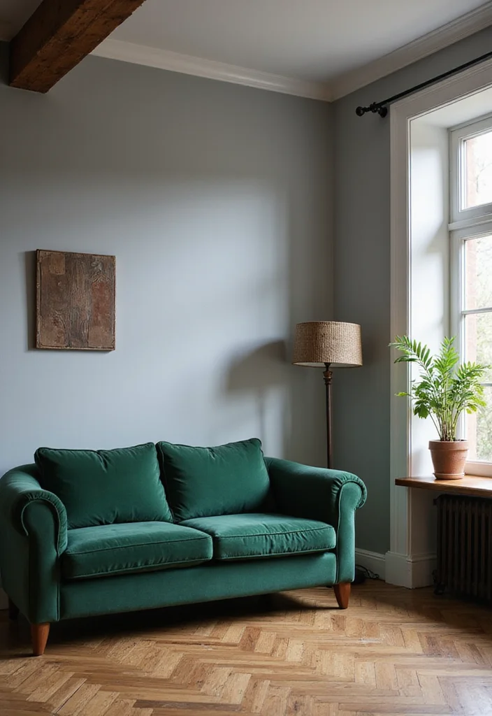 14 Green Sofa Living Room Ideas for Fresh Modern Color 3. Forest Green Focal Point