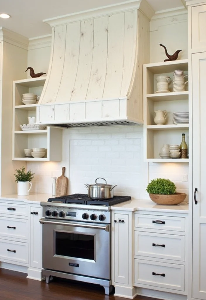 14 Kitchen Range Hood Ideas for Stylish Functional Venting 10. Coastal Vibes with Whitewashed Wood