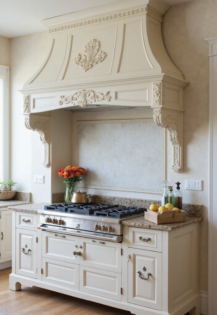 14 Kitchen Range Hood Ideas for Stylish Functional Venting 13. Vintage French Country Style