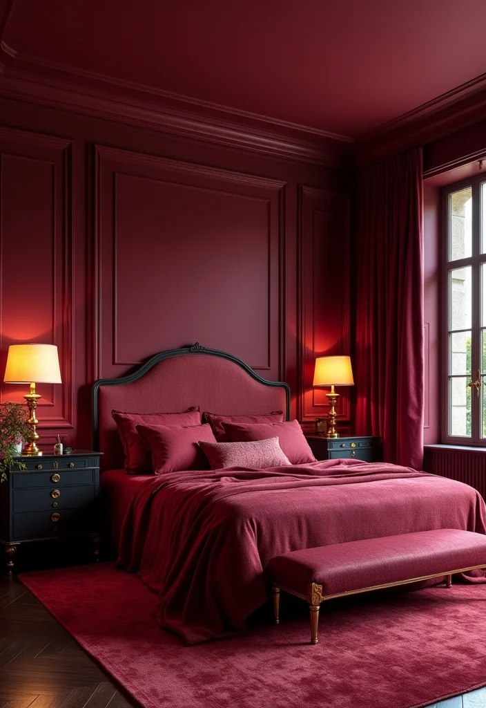14 Married Bedroom Ideas for Warm Inviting Shared Spaces 3. Romantic Reds and Deep Purples