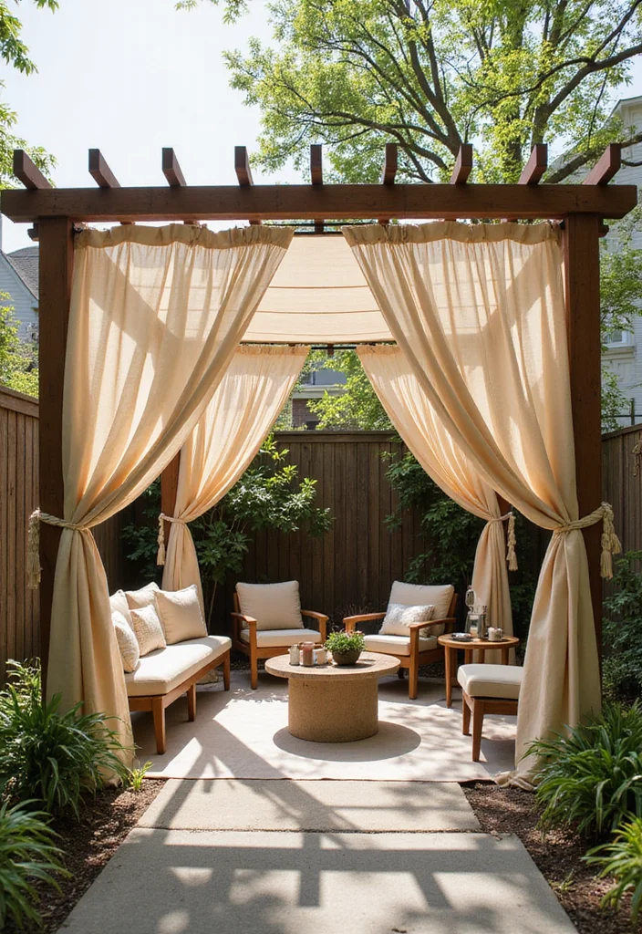 14 Pergola Ideas for Your Backyard Shade Ambience and Easy Style 3. Pergola with Draped Fabrics