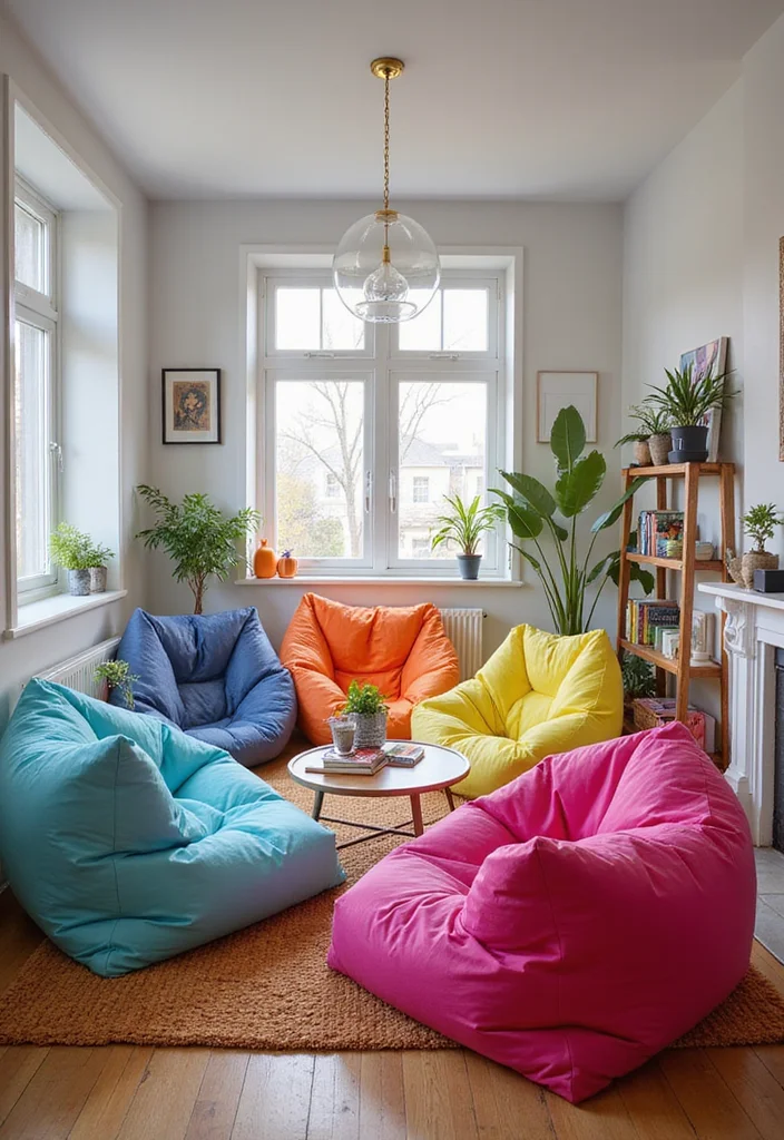 14 Sofas Ideas Living Room for Comfy Functional Seating 5. Lovable Bean Bag Chairs