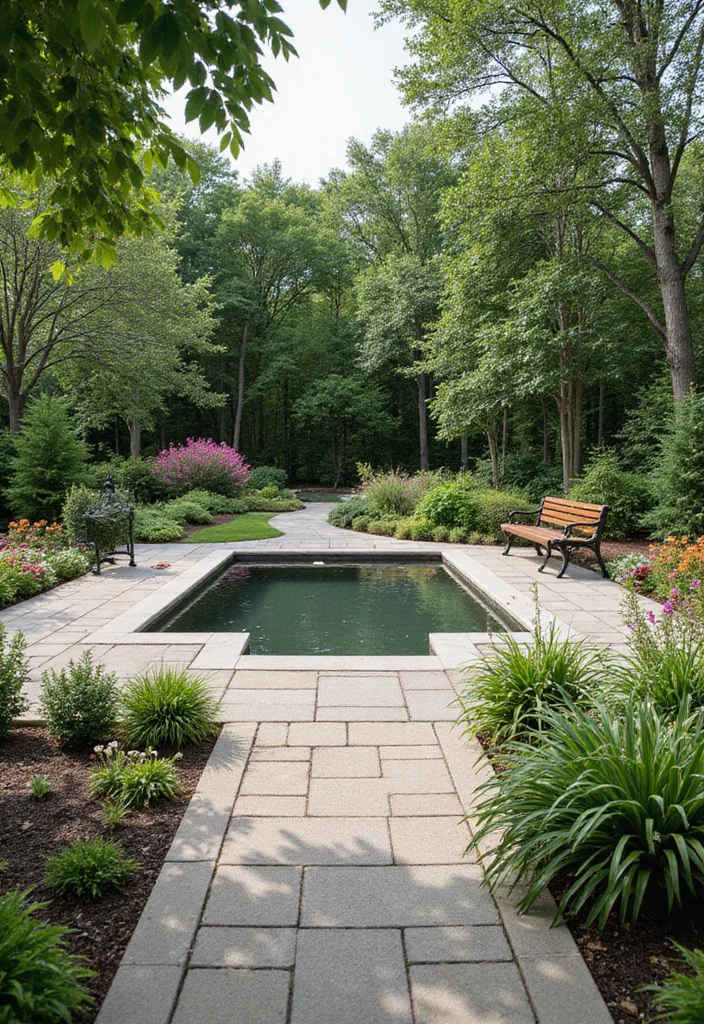 14 Swim Spa Backyard Ideas for Compact Relaxing Retreats 9. Garden Pathways and Surroundings