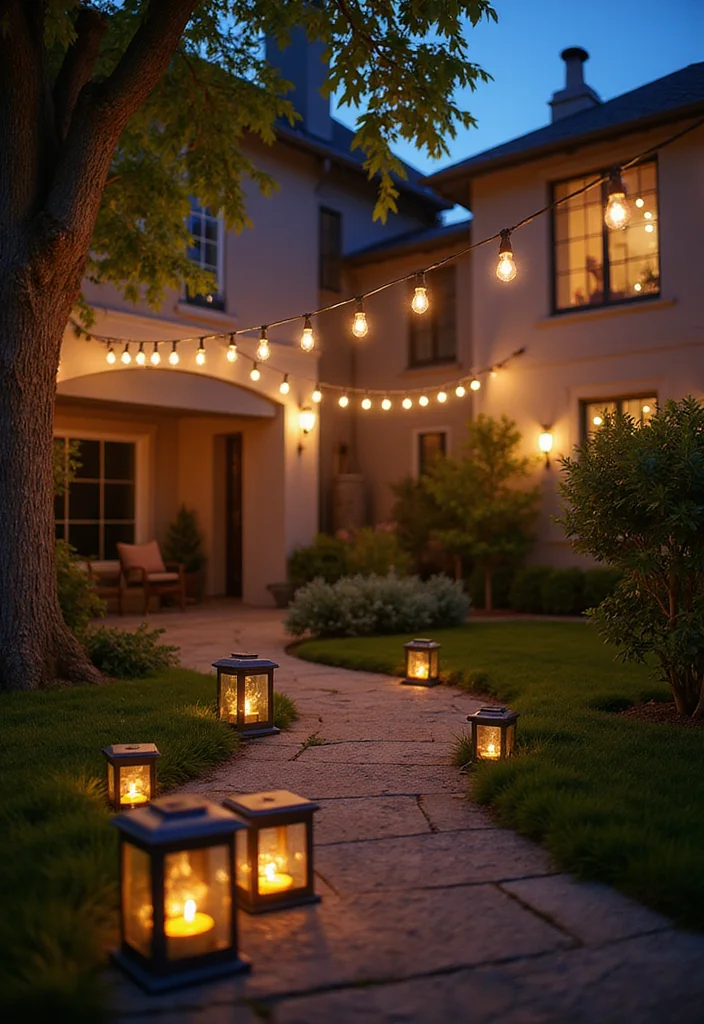 14 Townhouse Backyard Ideas for Small Practical Layouts 10. Outdoor Lighting for Ambiance
