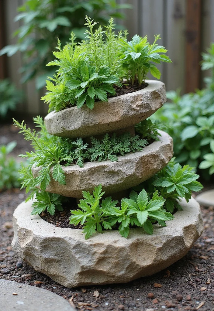 14 Townhouse Backyard Ideas for Small Practical Layouts 9. Herb Spiral for Efficient Gardening